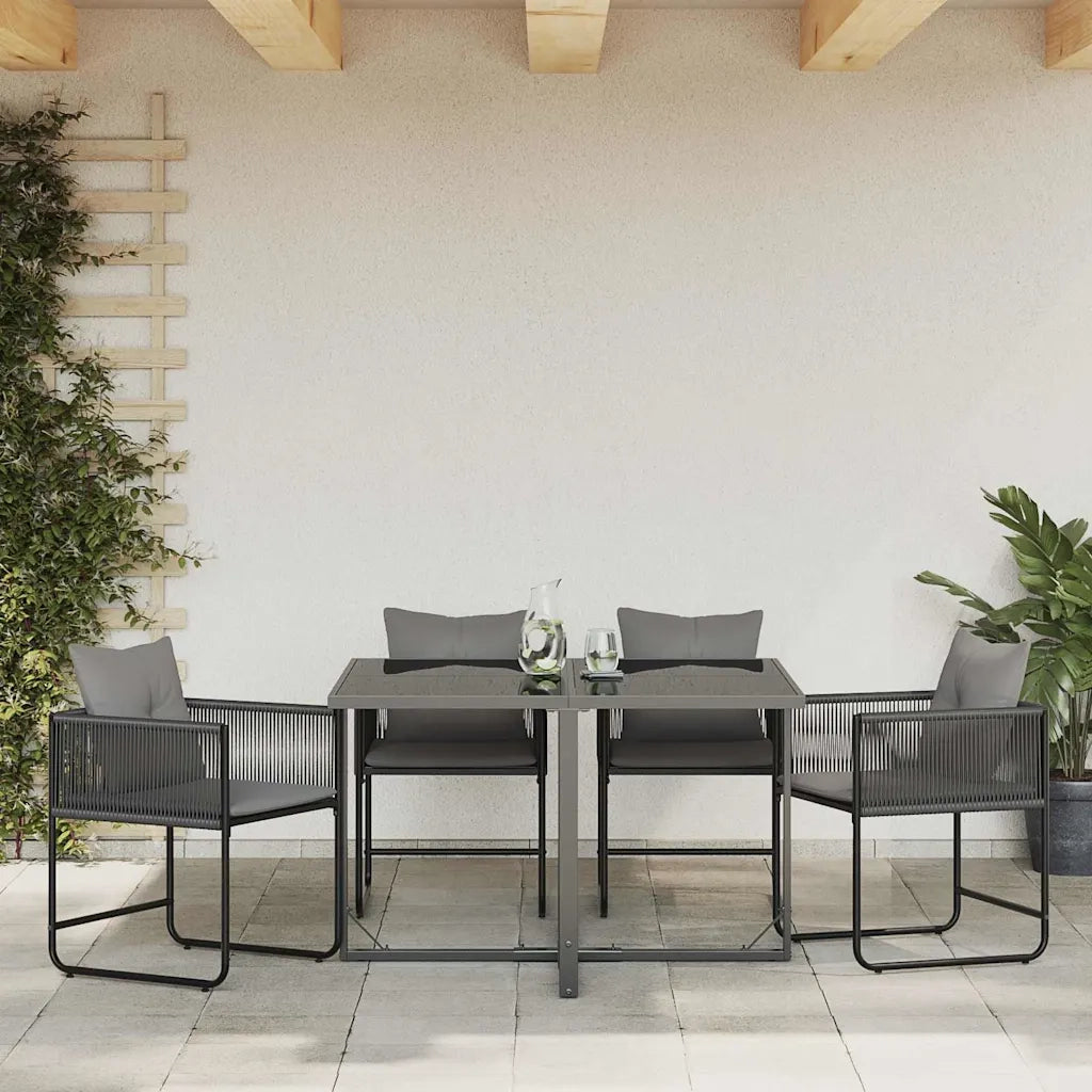 Sedia con cuscino 4 pcs Nero e antracite Rattan in PE 42003027
