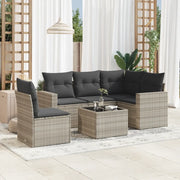 vidaXL Set Divano da Giardino 6pz con Cuscini Grigio Chiaro Polyrattan