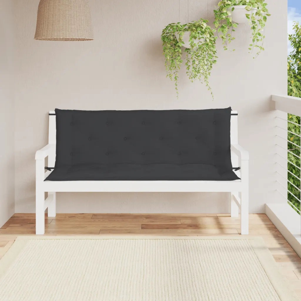 Cuscini per Panca 2 pz-Set di 2 Cuscini per panchina Nero 150x50x7 cm in Tessuto Oxford