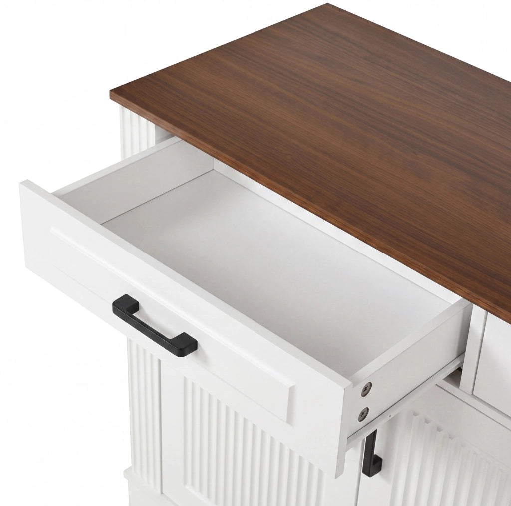 Sideboard bianco in MDF 160 cm con 4 ante e 3 cassetti