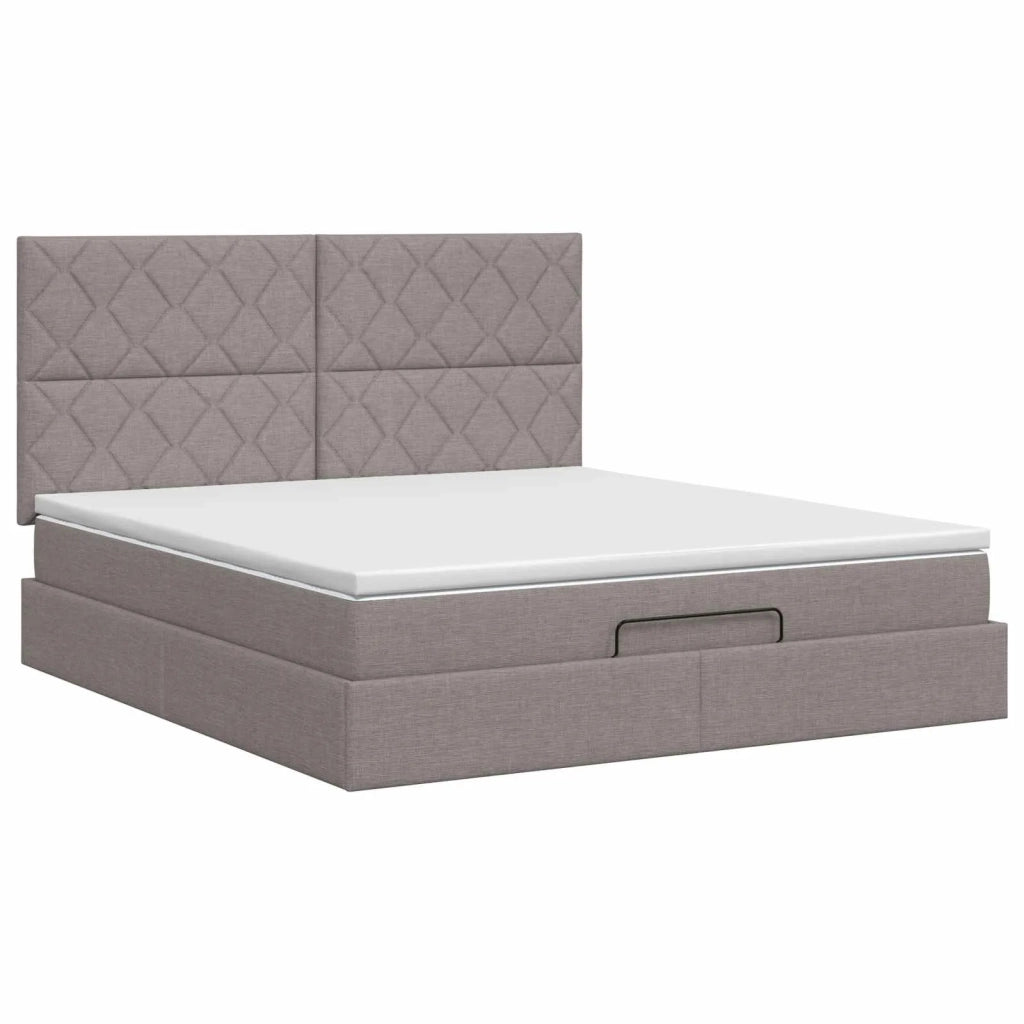 Letto ottomano con materasso Tortora 140 x 190 cm Tessuto 3457574