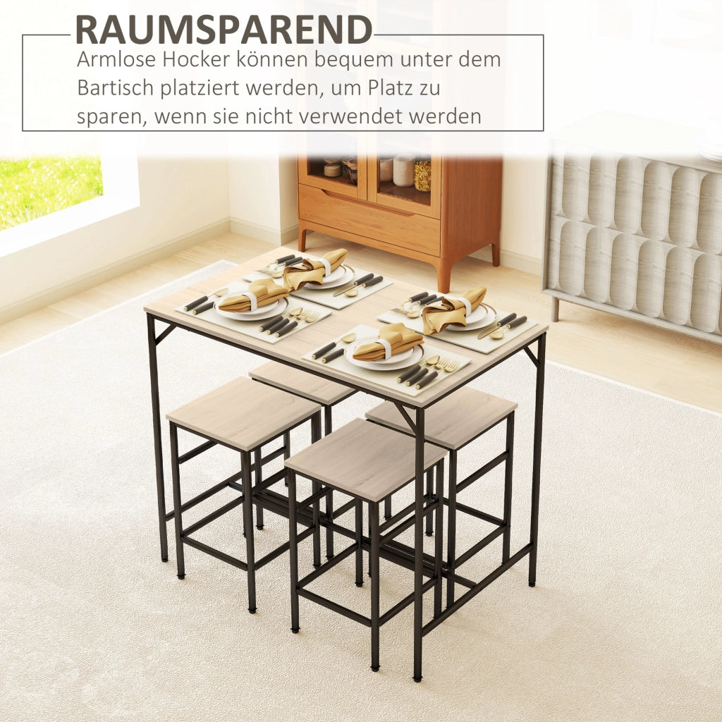 Tavolo da bar con sgabelli ¨C zephmum ¨C Acciaio effetto rovere
