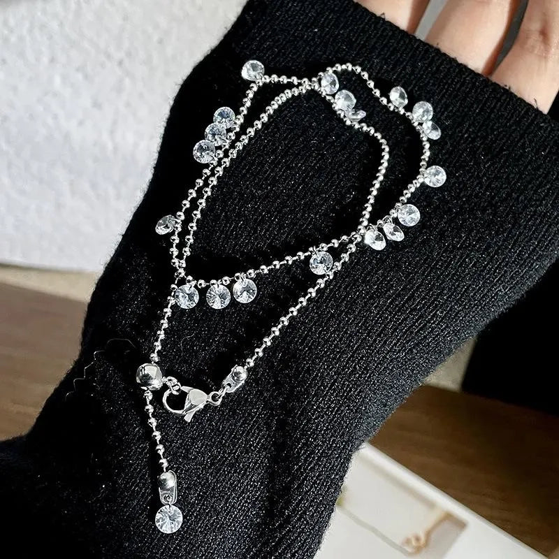Collana con gypsophila e diamanti fatta a mano, regalo di Natale o di compleanno.