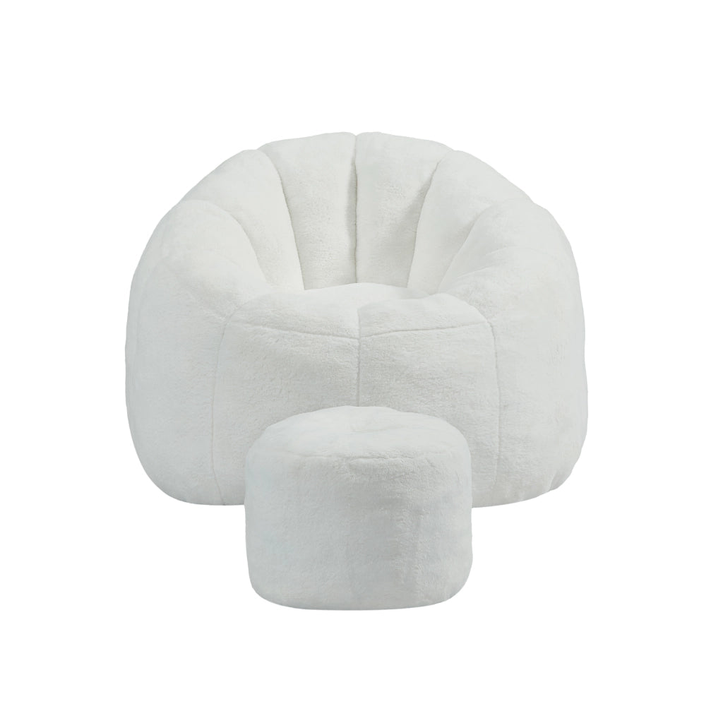 POLTRONA SACCO 105x105x70 cm Bianco sporco con poggiapiedi