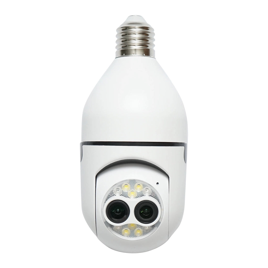 Telecamera di videosorveglianza PTZ a doppia lente con lampadina intelligente, WIFI 2.4G 1080P, tipo lampadina E27 con sensore di movimento, rilevamento presenza umana e applicazione iCSee