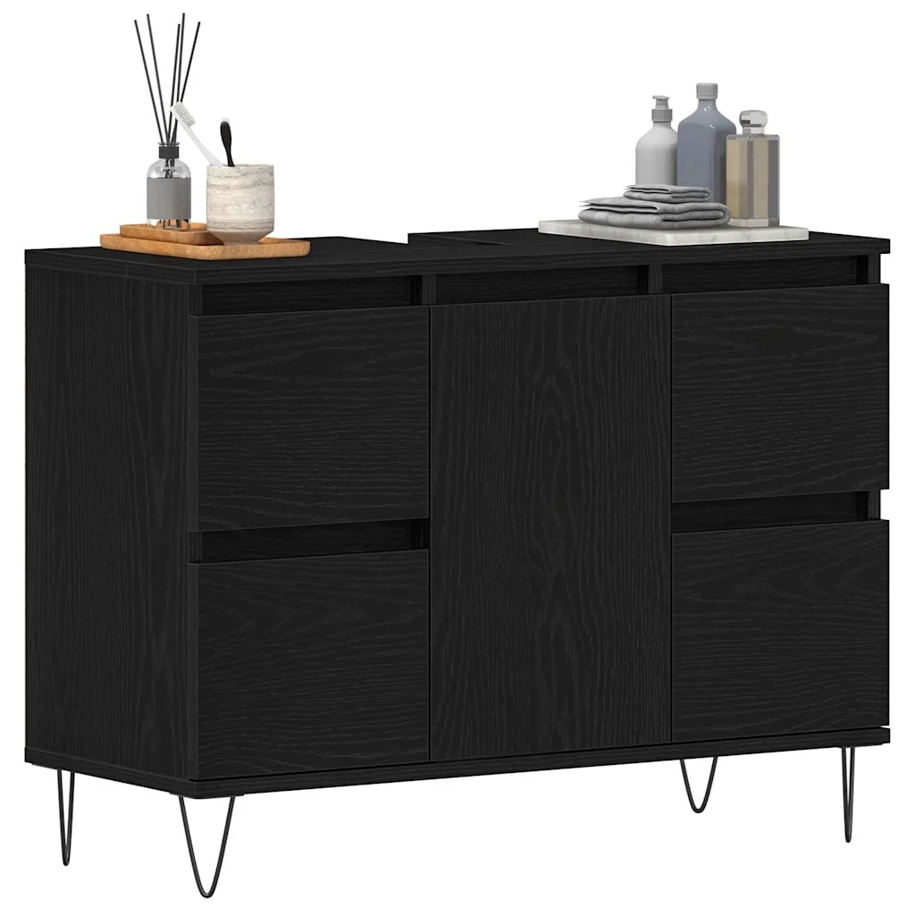 Armadio per Lavabo da Bagno Rovere Nero 80 x 33 x 60 cm 862894