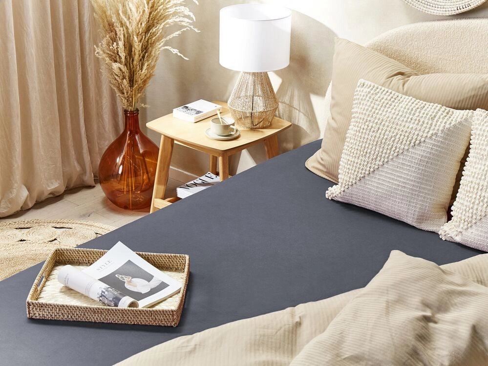 Lenzuolo con angoli cotone grigio scuro 140 x 200 cm con bordi elastici modello classico a tinta unita camera da letto classica