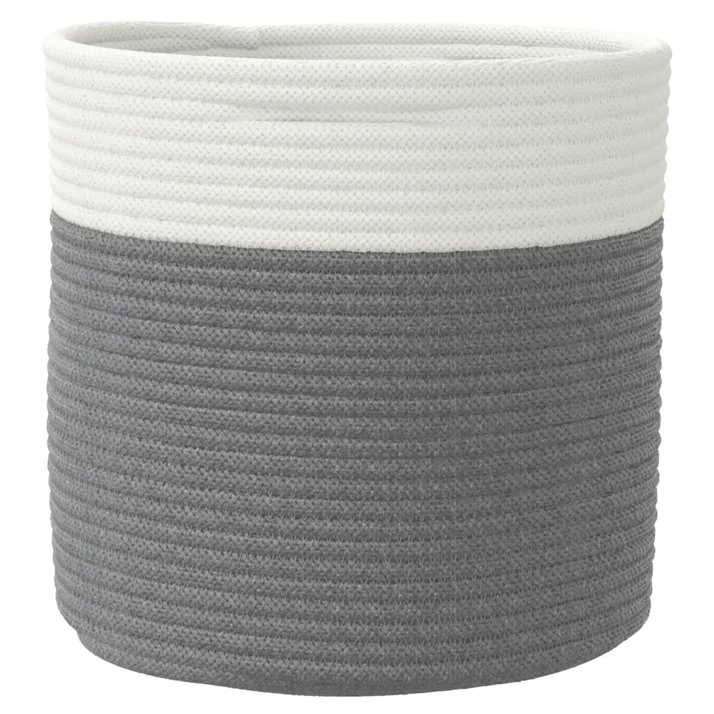 Cestini Portaoggetti 2 pz Grigio e Bianco ?28x28 cm in Cotone CFW3155094