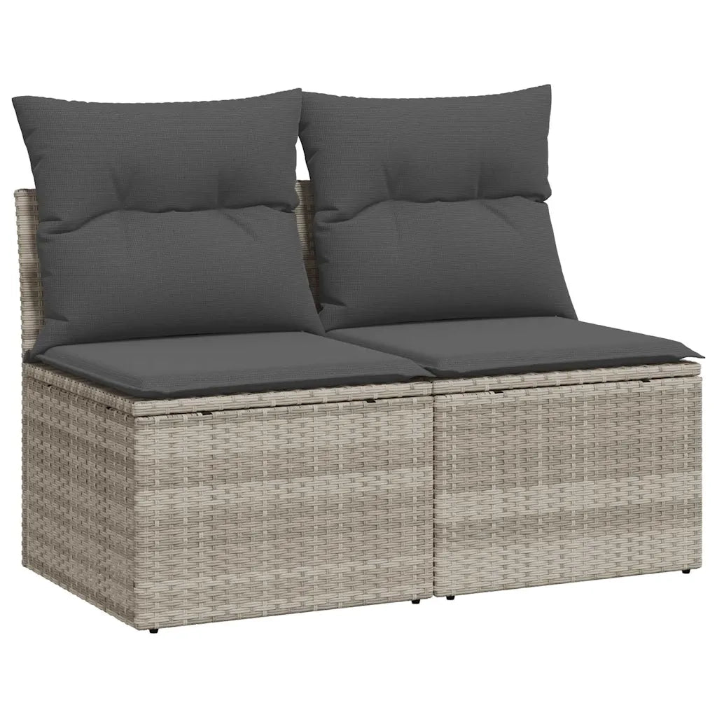 vidaXL Divano Giardino 2pz con Cuscini Grigio Chiaro Polyrattan Acacia