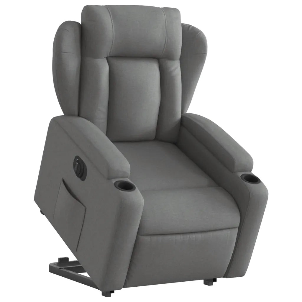 Poltrona Alzapersona Reclinabile Elettrica Grigio Scuro Tessuto 3204507