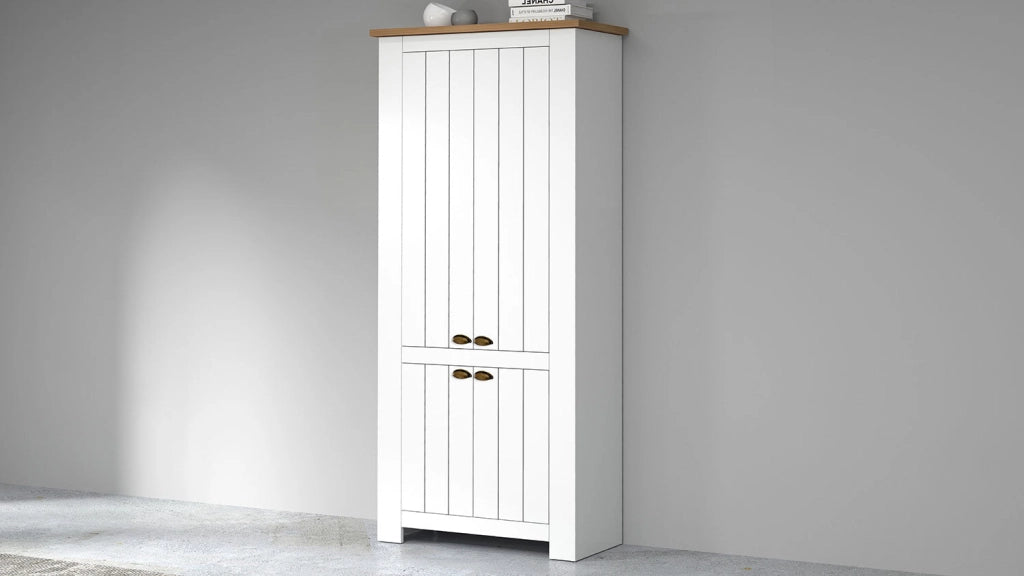 Scarpiera 4 Ante 84x42x200 cm Figo 4A Bianco Opaco/Rovere Wotan