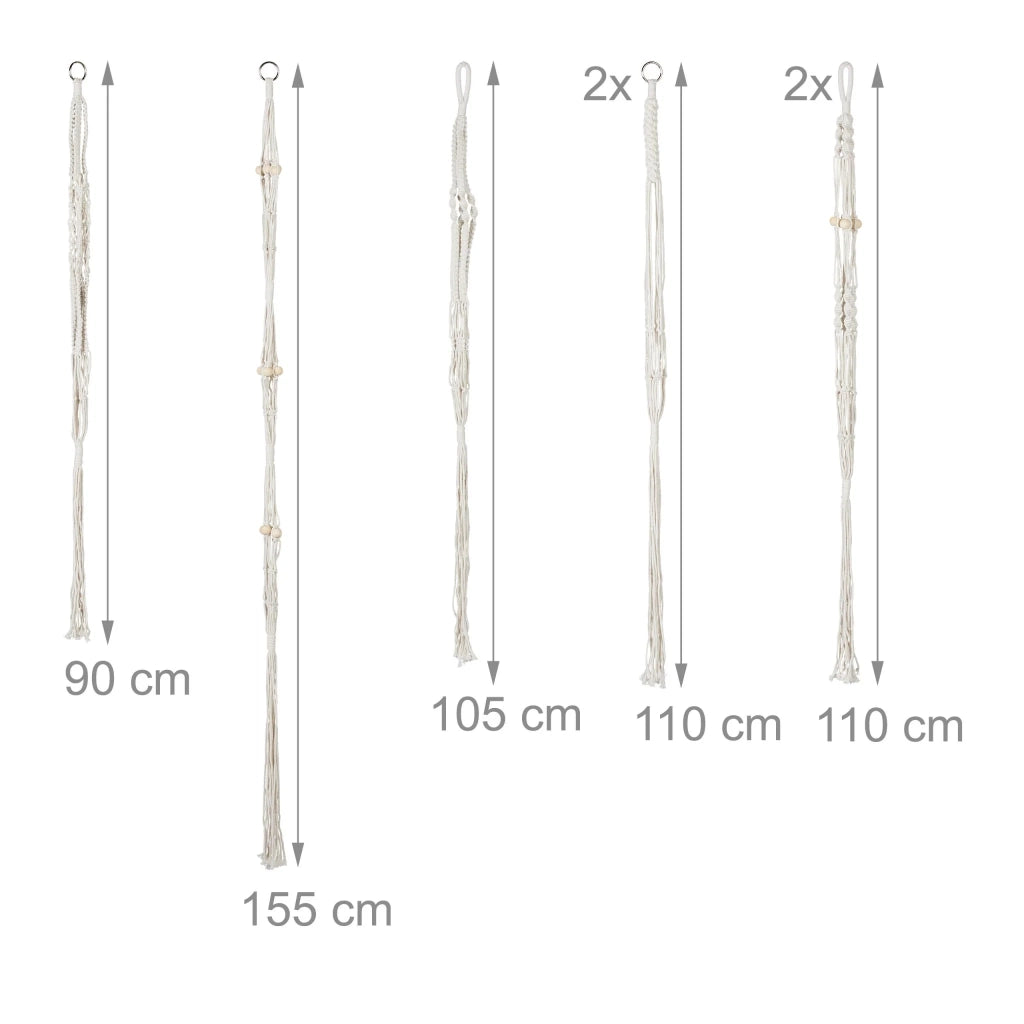 Set di 7 appendiabiti per piante decorativi boho adatti a tutti gli spazi in cotone bianco 13_0017103