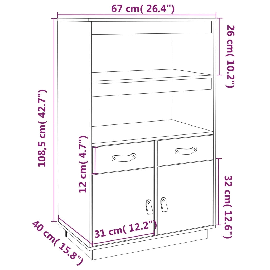 Credenza ambra 67x40x108,5 cm in Legno Massello di Pino 820160