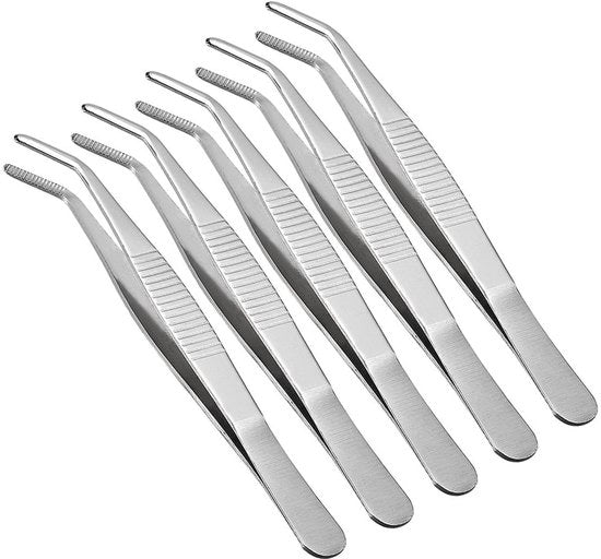 Pincettone multifunzionale 13 cm - Pincettone curvo/puntuto - In acciaio inossidabile - Preciso e confortevole - Per cucina/grigliata/frittura - Pincettone da cucina
