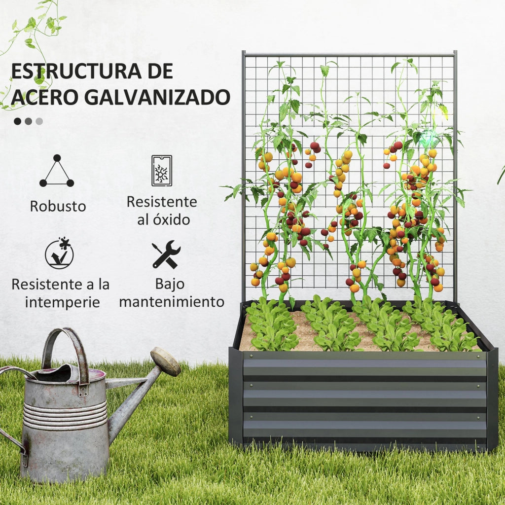 Fioriera Grande con Griglia per Piante Rampicanti ¨C zephmum ¨C 80x115x125 cm Grigio Scuro