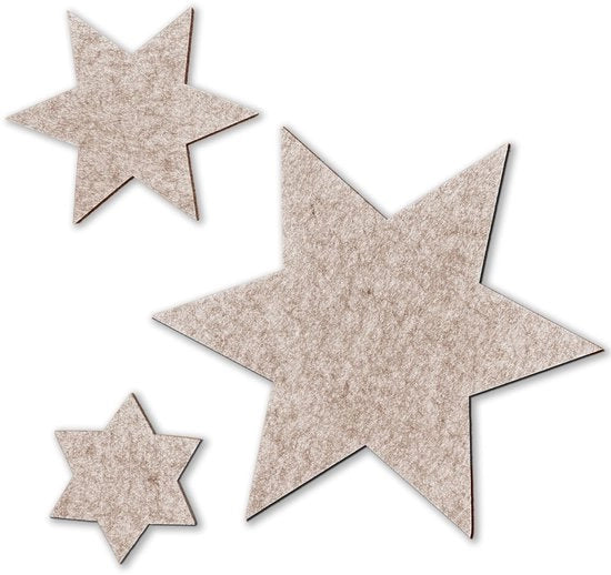 Set di stelle in velluto da 3 pezzi 29 cm / 16 cm / 11 cm I decorazione da tavola invernale natalizia I sottopiede ecologico Oeko-Tex per vetri, candele, vasi I beige