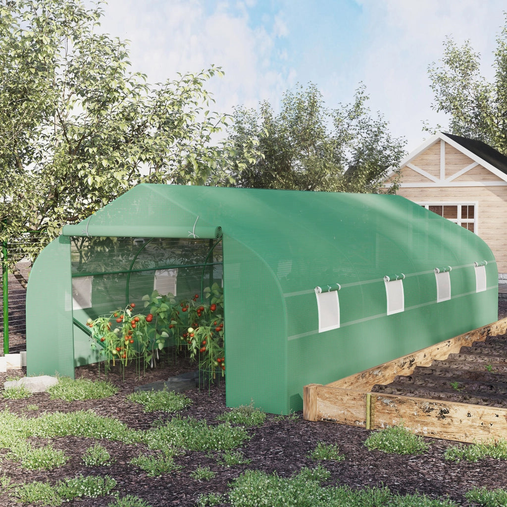Serra a Tunnel per Giardino con Finestre Laterali ¨C Zephmum ¨C Verde 6x3x2 m