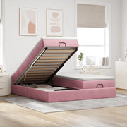 Struttura Letto Pouf con Materassi Rosa 180x200 cm Velluto