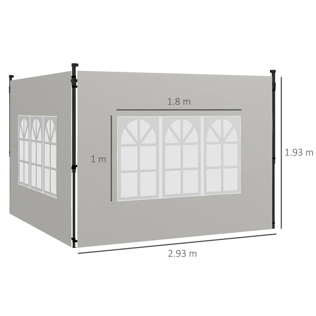 Set Pareti Laterali per Gazebo 3x3m 3x6m ¨C zephmum ¨C Bianco 293x193 cm