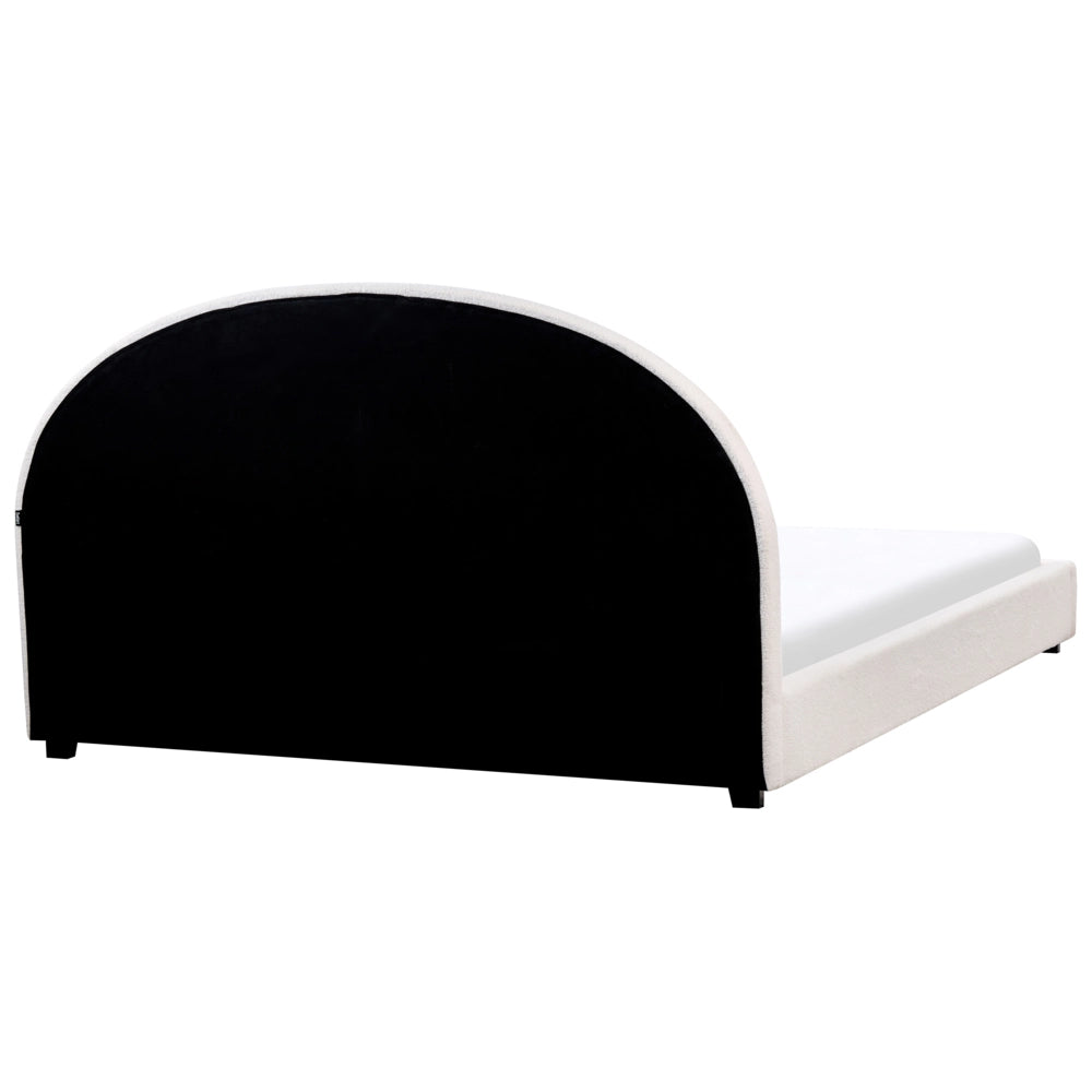 Letto ad acqua in bouclé retrò dal design minimalista in poliestere bianco sporco 180 x 200 cm
