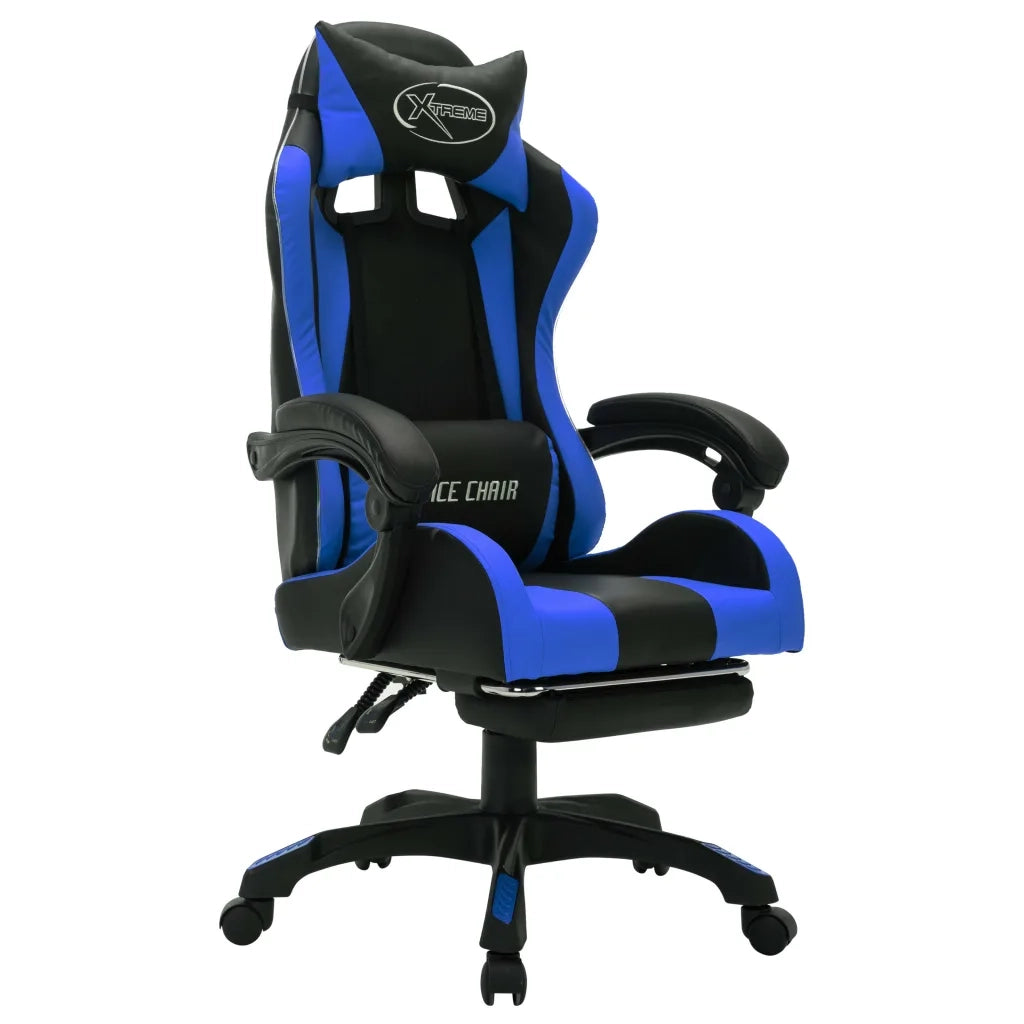 Sedia da Gaming con Luci a LED RGB Blu e Nera in Similpelle 288006