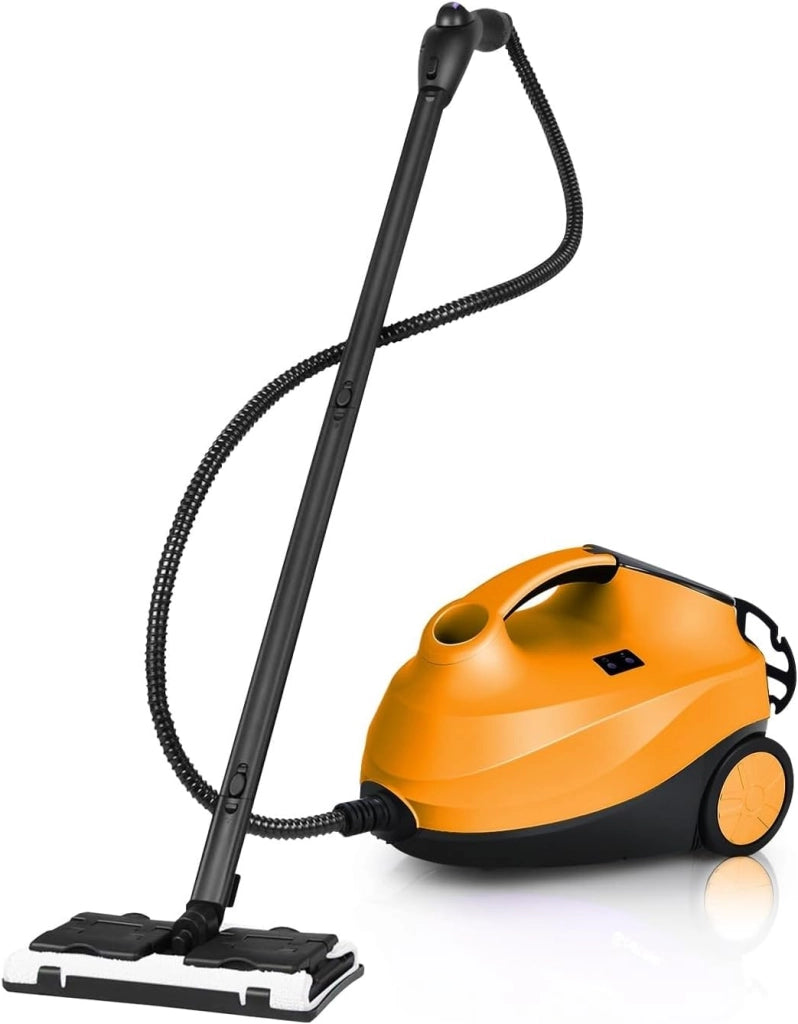 2000W Pulitore a Vapore con 19 Accessori e Serbatoio da 1,5L, Vapore per Tappeti, per Pulizie Profonde Pavimenti Finestre e Macchine (Arancia)
