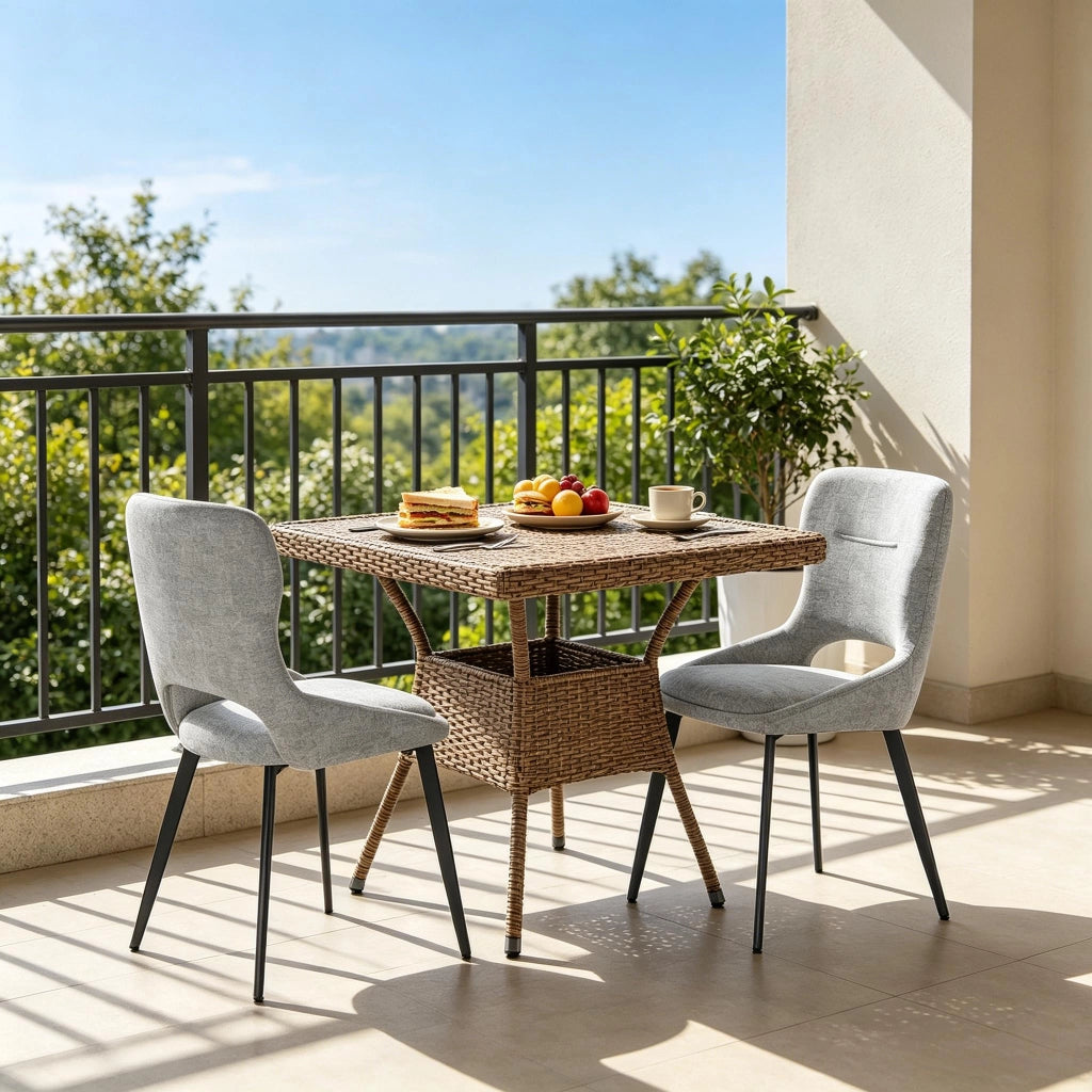 Sedia da Pranzo Set da 2 con Schienale Ergonomico Traforato e Piedini Regolabili, in Ciniglia Grigia