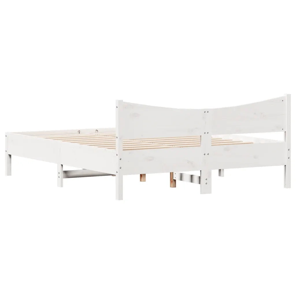 Letto matrimoniale | Letto per adulti | Giroletto senza Materasso Bianco 150x200 cm Legno Massello Pino
