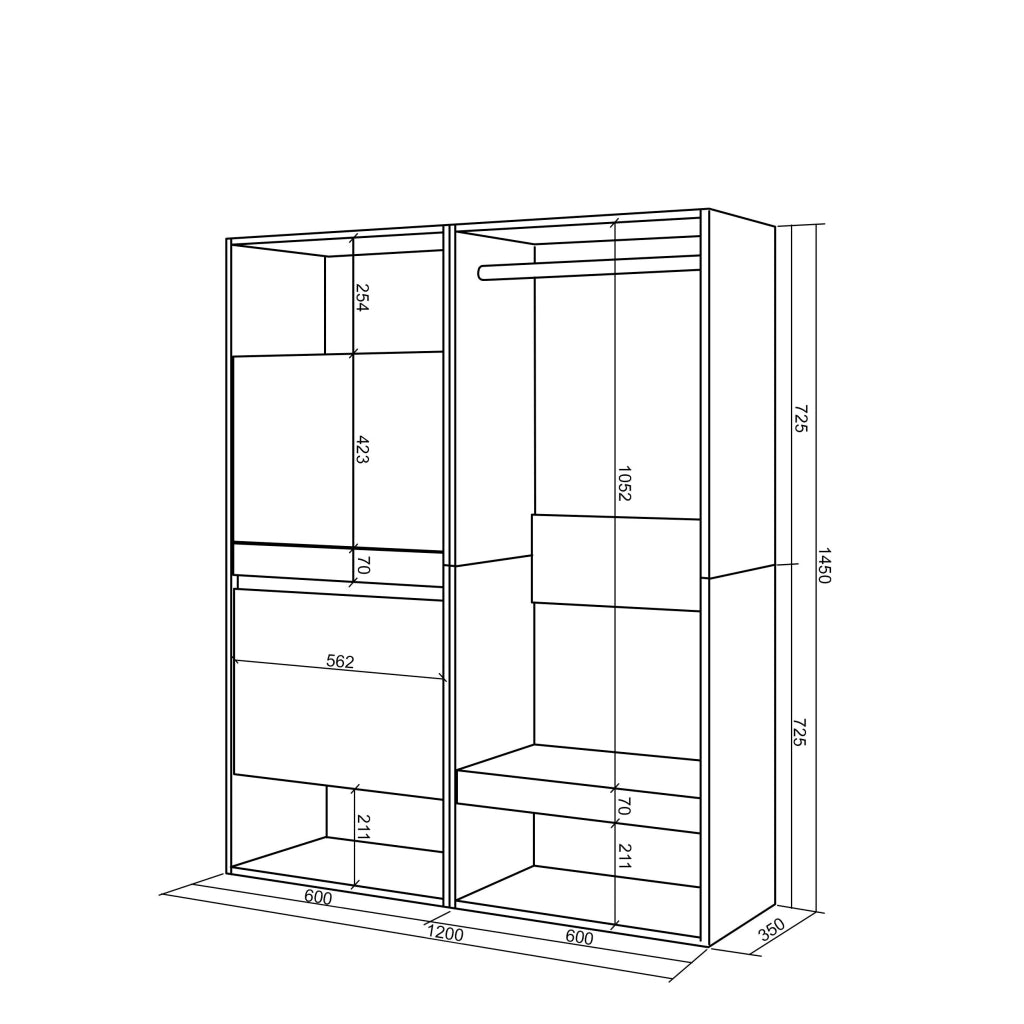 Scarpiera, 120x35x145cm, Camera da letto, Armadio Aperto, colore Rovere RF3538