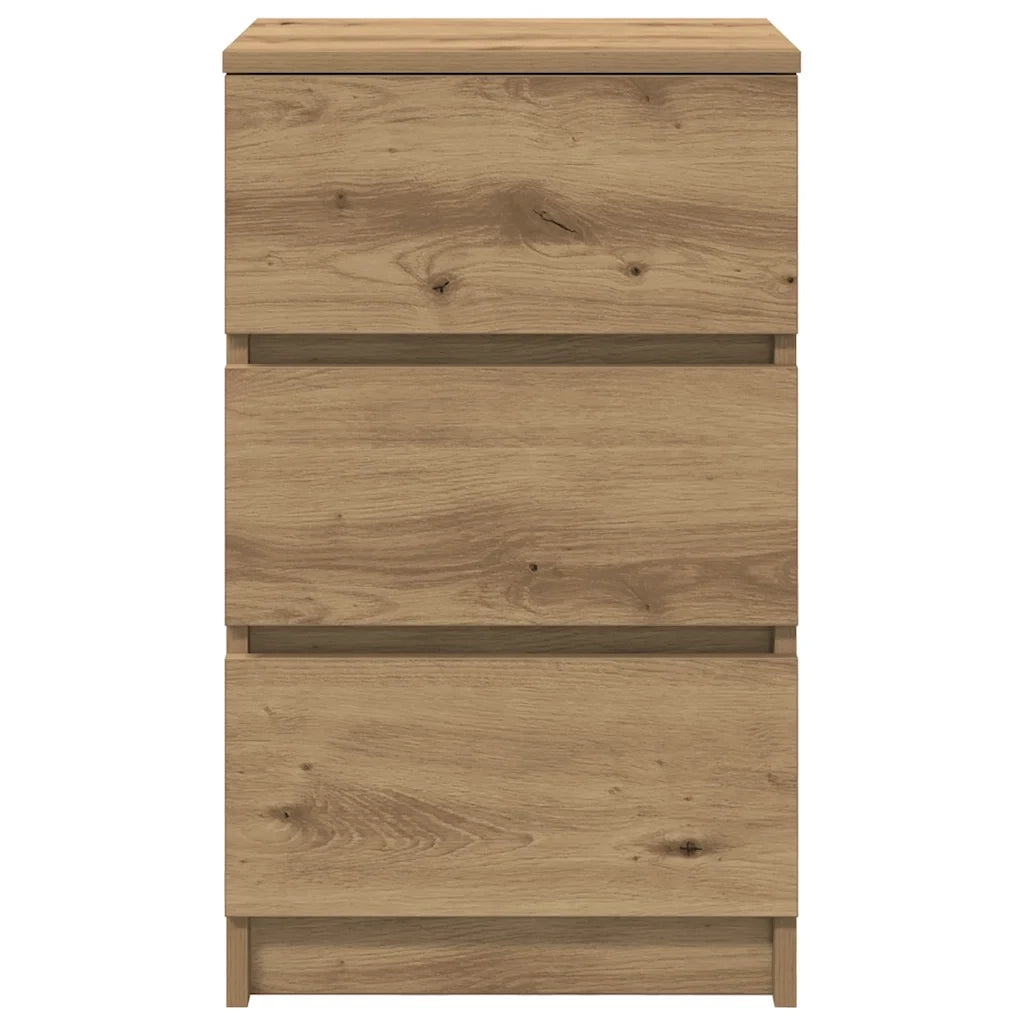 Comodino | Armadio da Notte | Mobiletto da notte con 3 Cassetti Rovere Artigianale 39x35x65 cm