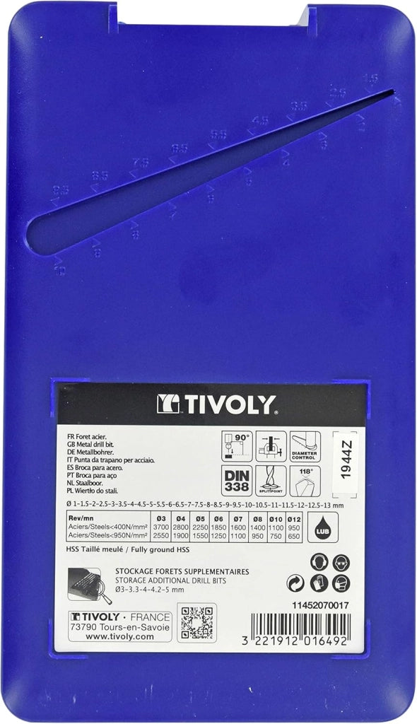 11452070017 - Set di 25 punte in metallo HSS, diametro da 1 a 13 mm per 0,5 mm