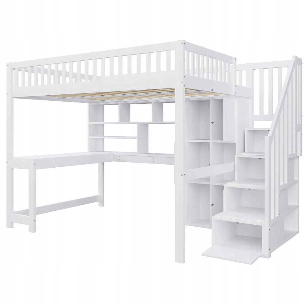 Letto a castello 140x200 bianco con scrivania - Xylo
