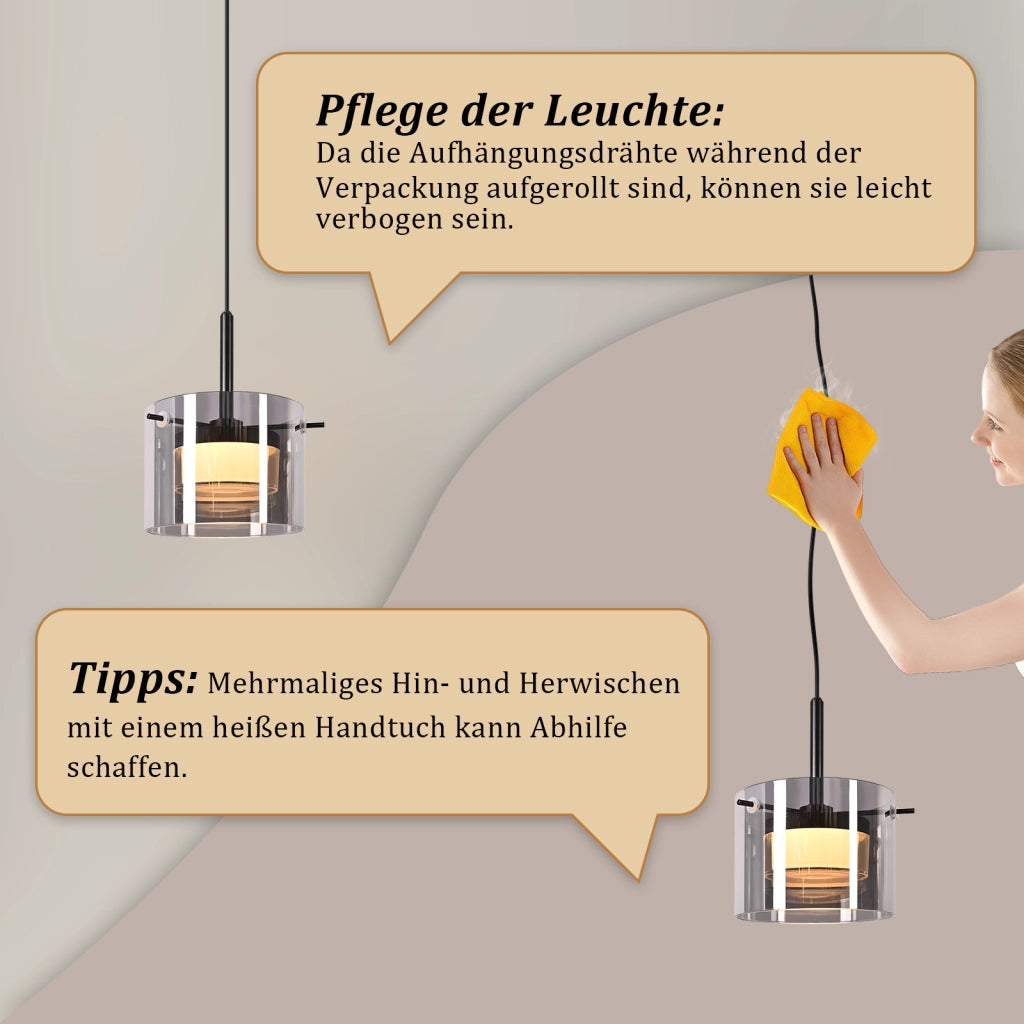 ZMH Lampada a Sospensione Vetro 1 Luce 140 cm LED Altezza Regolabile per Sala da Pranzo Soggiorno Camera da Letto