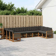 Set di divani da esterno 10 pz Naturale e Nero 3382236