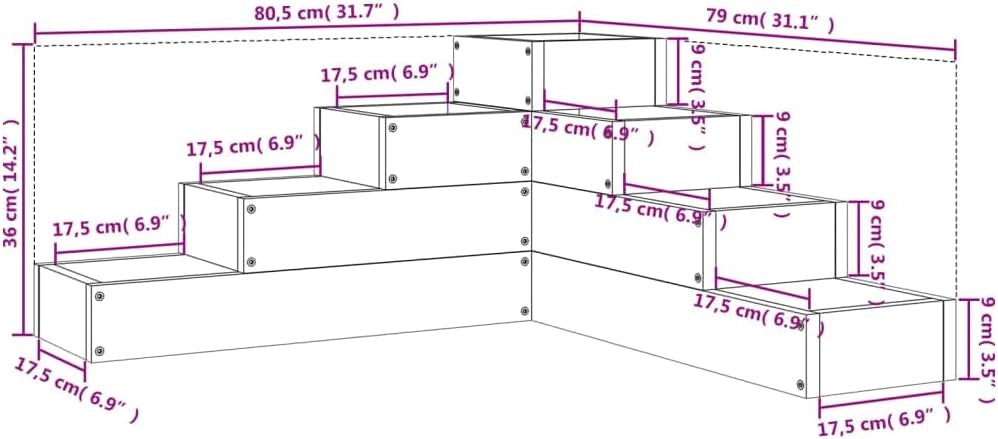 vidaXL Fioriera Giardino 4 Ripiani 80,5x79x36cm Legno Massello Douglas