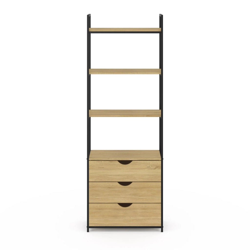 IDMarket - Libreria a 4 livelli con 3 cassetti DETROIT industrial design