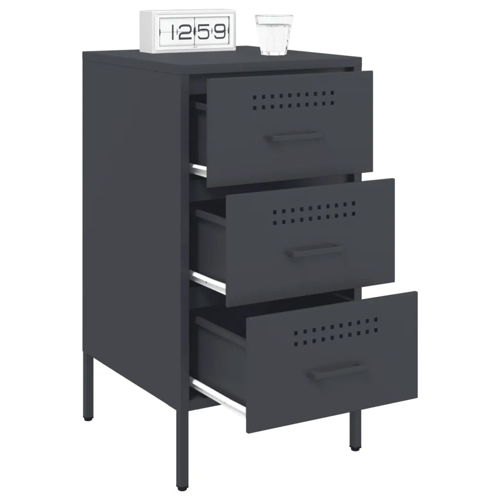 Comodino Antracite 36x39x68 cm in Acciaio 843082