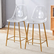 Sgabelli da Bar Set 2 Pezzi ¨C MINIMAL ¨C Trasparenti con Struttura in Metallo Nero/Oro/Argento