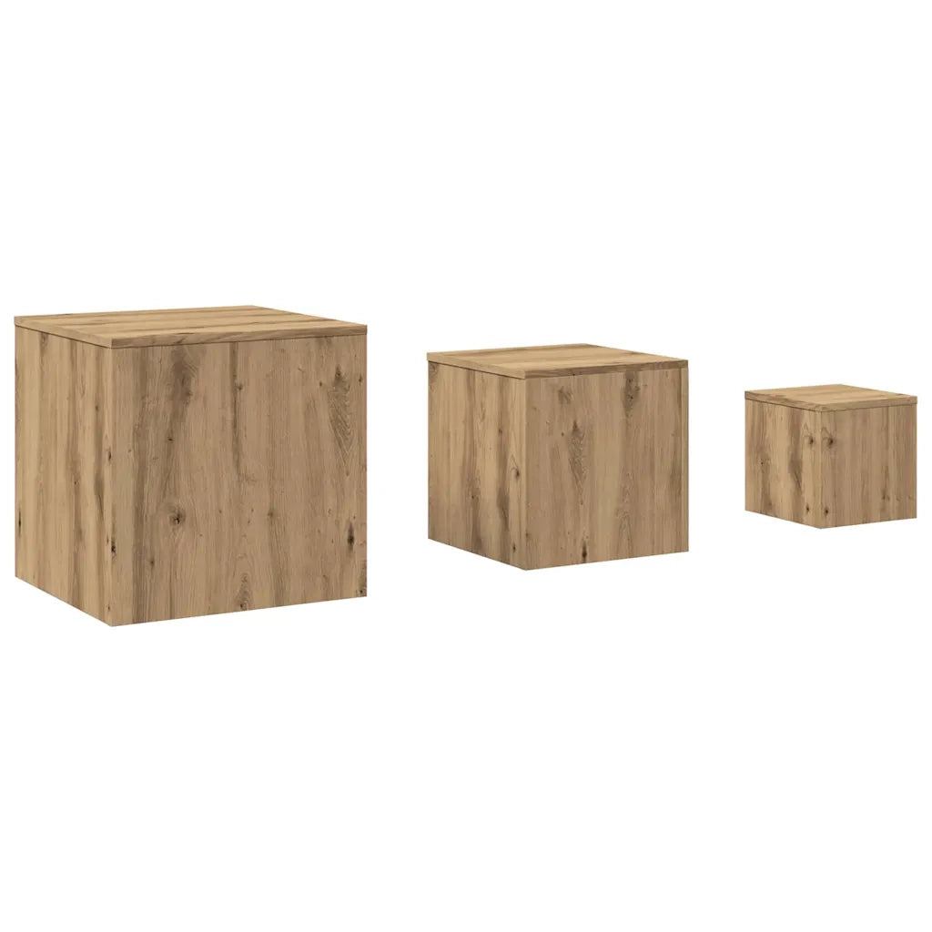 vidaXL Tavolini 3 pz Rovere Artigianale in Legno Multistrato