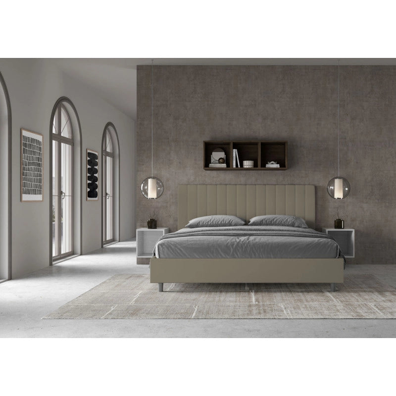 Letto imbottito Matrimoniale 180x190 cm Agueda - Similpelle,Senza rete,Cappuccino