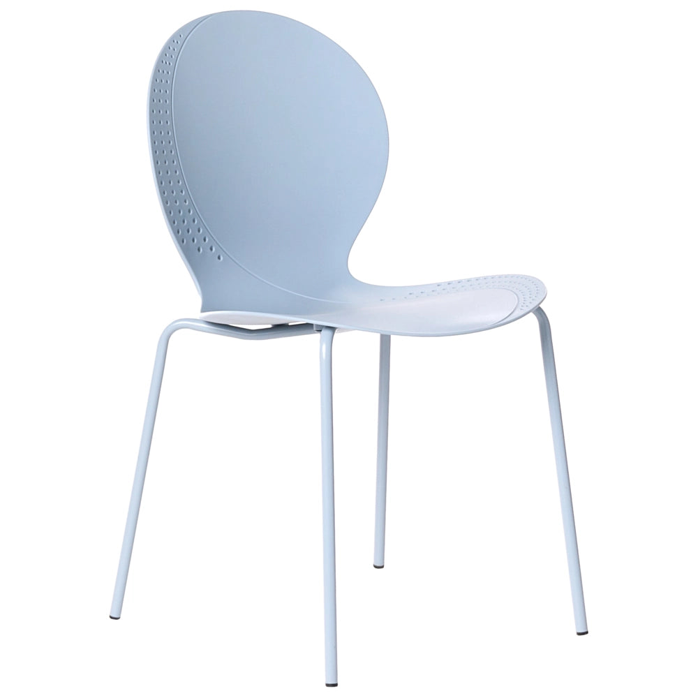 Set di 4 sedie da giardino azzurro in materiale sintetico plastico per interni ed esterni, sala da pranzo in stile moderno