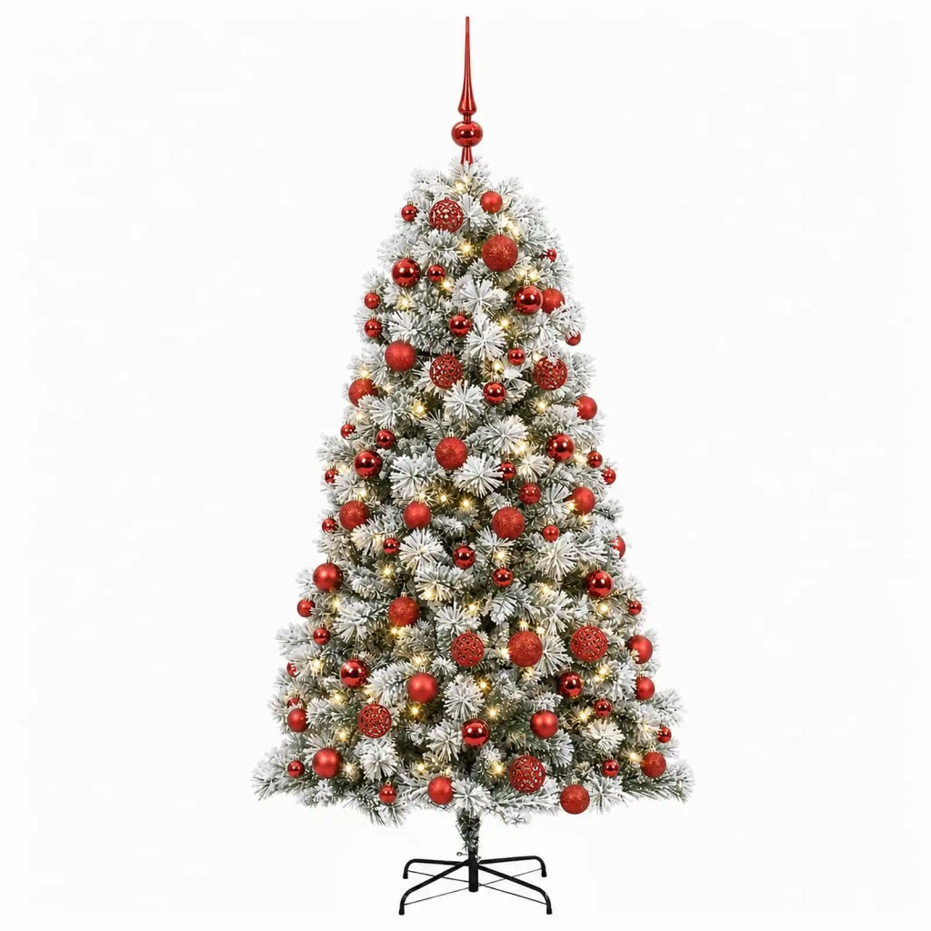 Albero di Natale artificiale con rami snodati e palline 210 cm 3466903