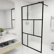 Parete per Doccia Walk-in in Vetro Temperato Nera 115x195 cm 149155