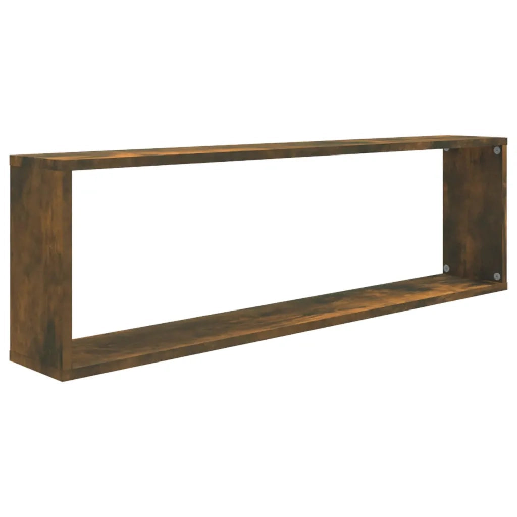 Mensole Parete Cubo 2pz Rovere Fumo 100x15x30 Legno Multistrato 815906