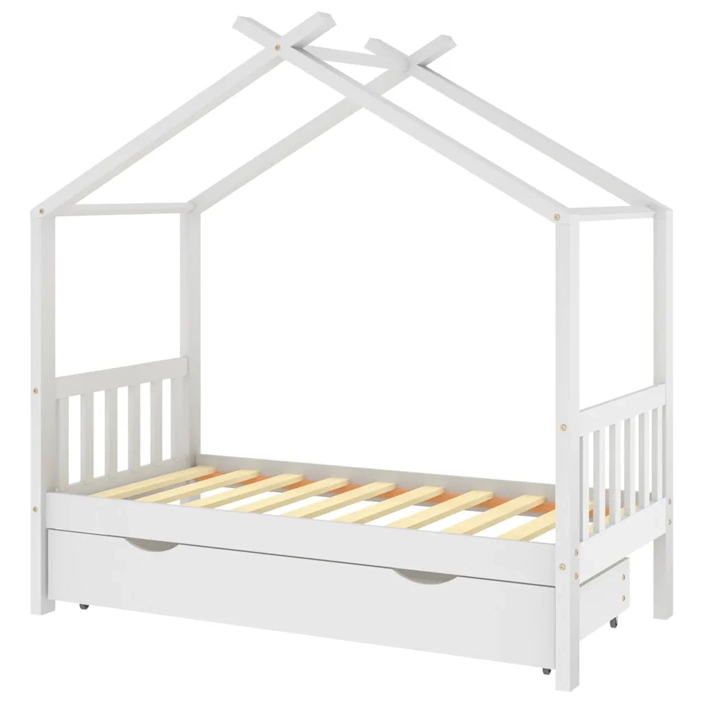 Giroletto per Bambini | Letto Infantile | Lettino con Cassetto Bianco Legno Pino 80x160 cm
