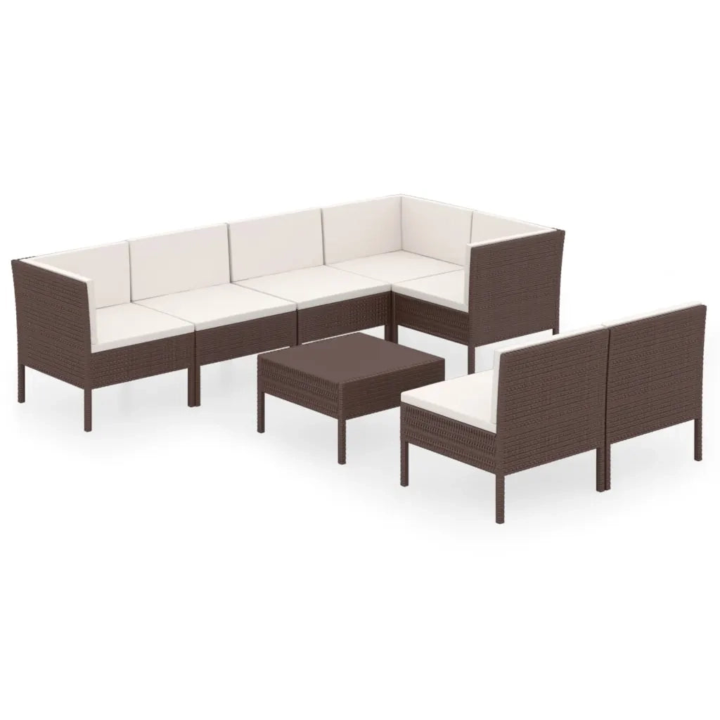 Set Divani da Giardino 8 pz con Cuscini in Polyrattan Marrone cod mxl 38345