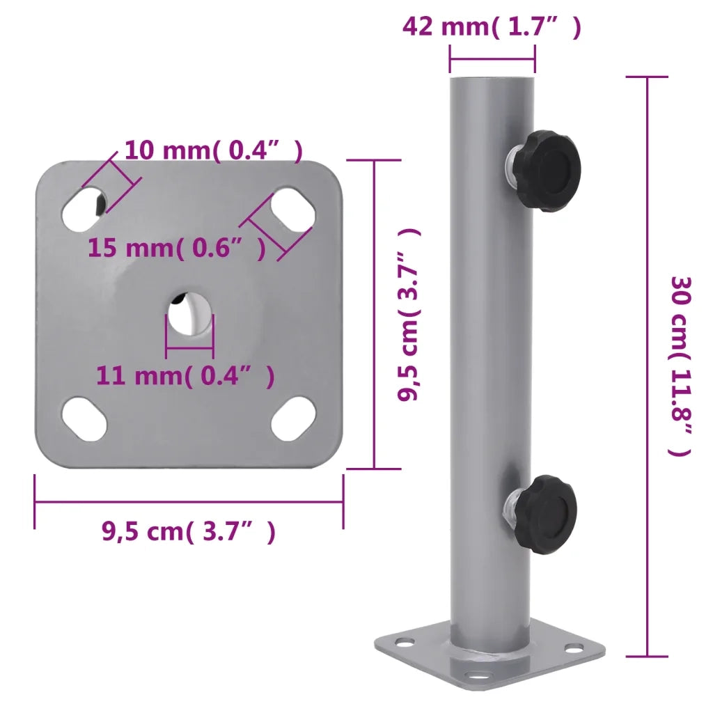Base per Ombrellone per Palo da ?32/34/38 mm Argento in Acciaio CFW1575005
