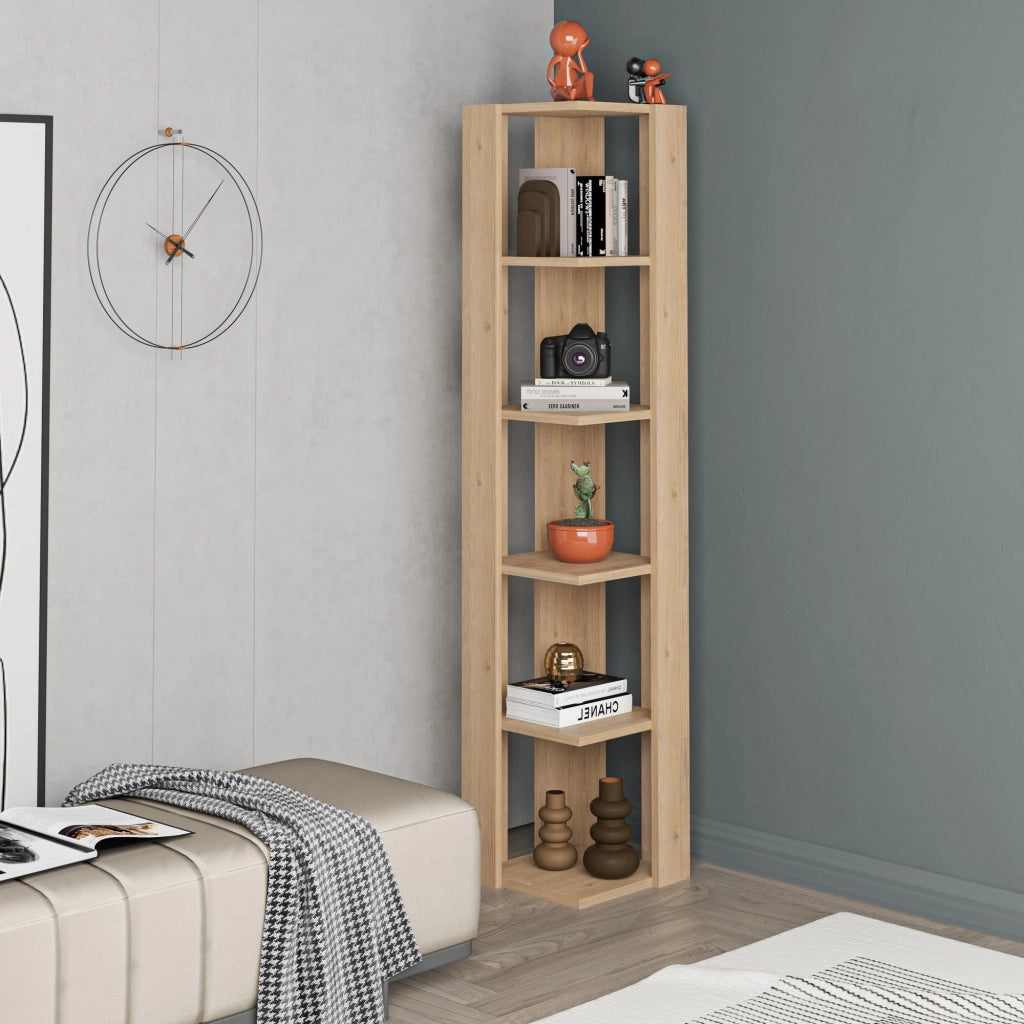 Libreria in legno "Nati" - 32 x 32 x 161 cm - Beige