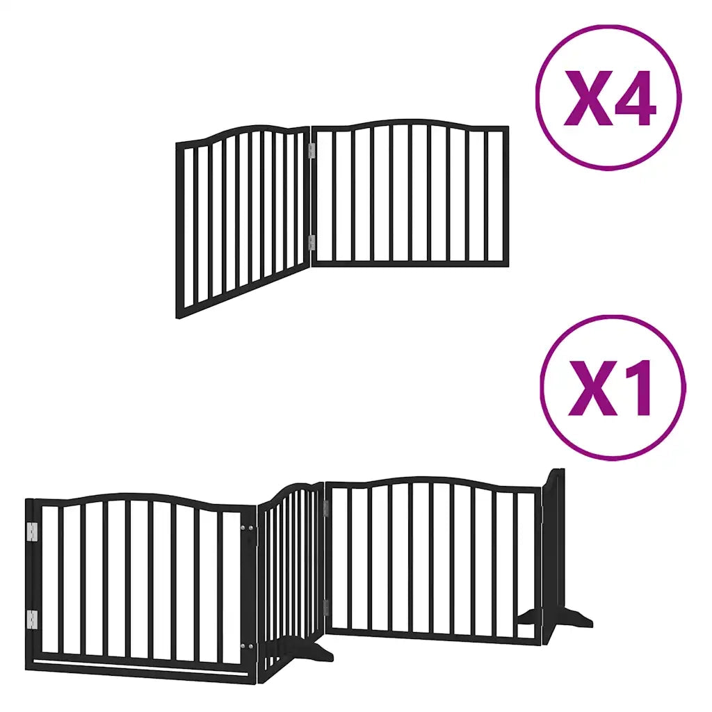 vidaXL Cancello Cani Porta Pieghevole Nero 12 Pannelli 960 cm Pioppo