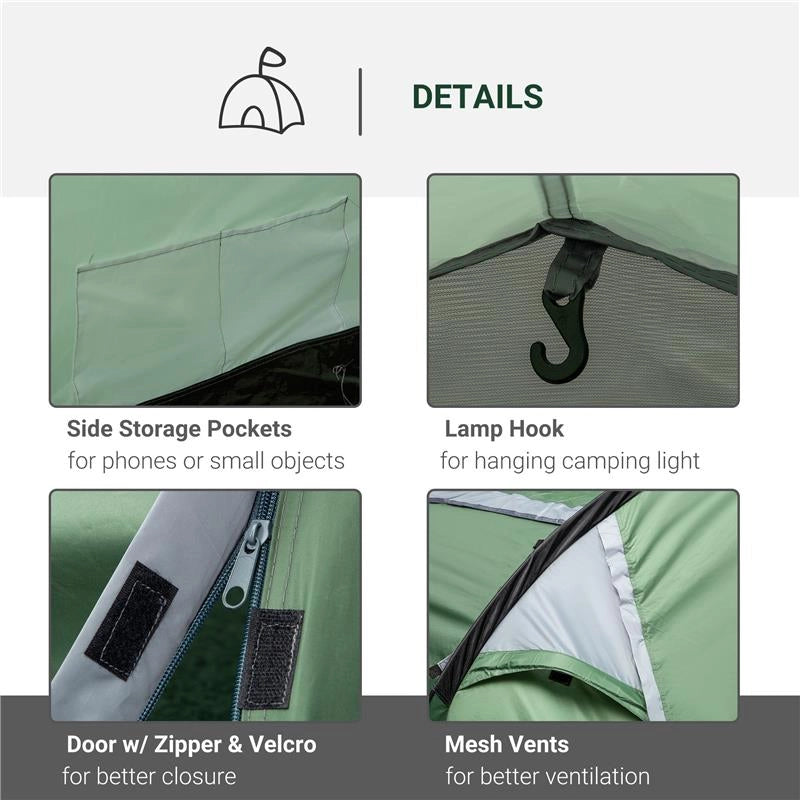 TENDA DA CAMPEGGIO 4 POSTI AMPIO VESTIBOLO IMPERMEABILE VERDE SCURO